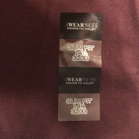 (118)NWT Kenneth Cole plum Mens dress Shirt size 14 1/2 32/33 Beautiful color - Picture 3 of 8